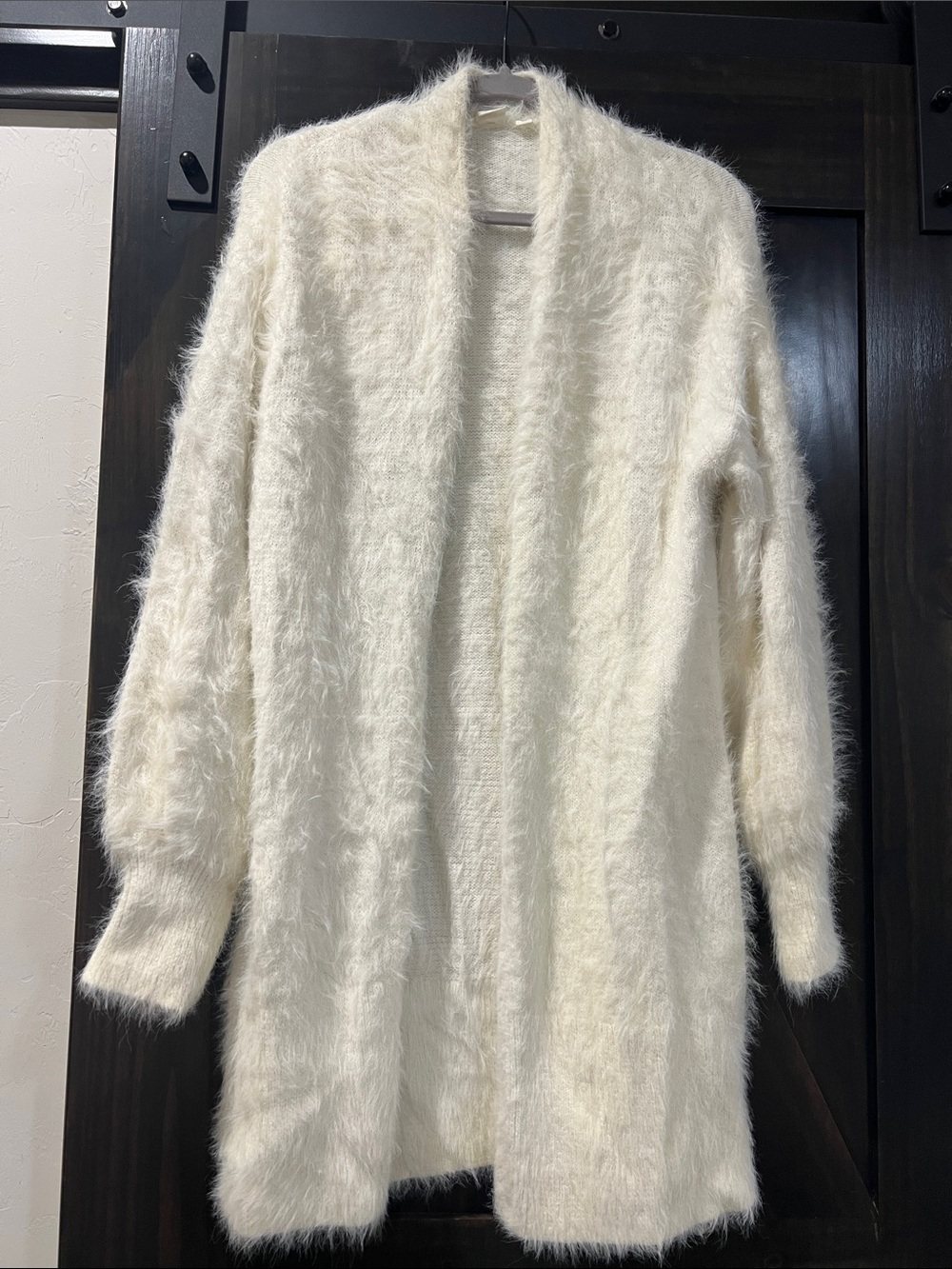 GAP Soft Ivory Fuzzy Open-Front Women's Sweater Cardigan